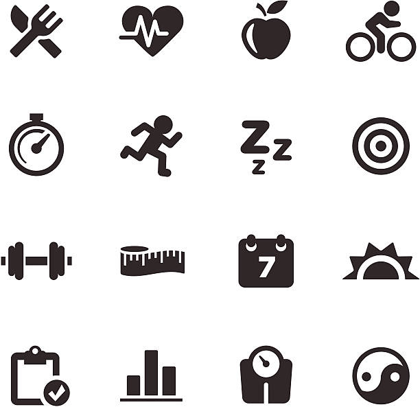 fitness symbole/mono-serie - apple grafiken stock-grafiken, -clipart, -cartoons und -symbole