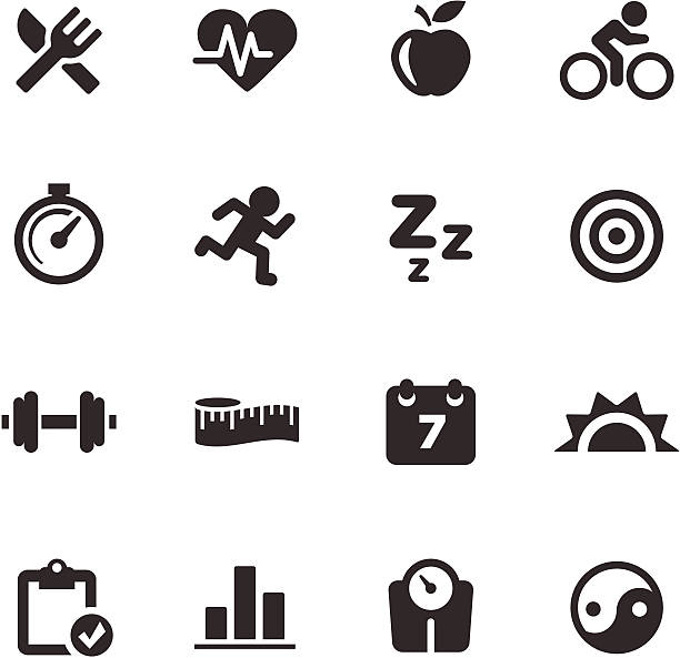 ilustraciones, imágenes clip art, dibujos animados e iconos de stock de gimnasio iconos/serie mono - consumption scale