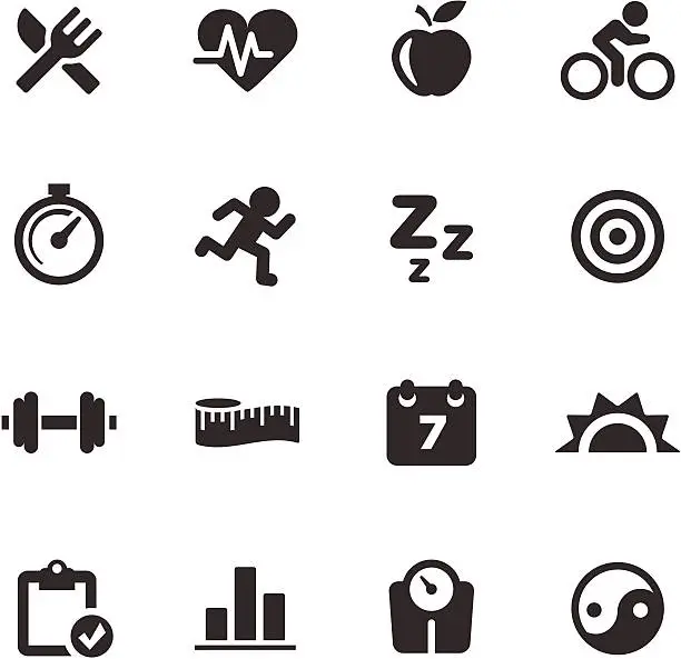 Vector illustration of Fitness Icons | Mono Series