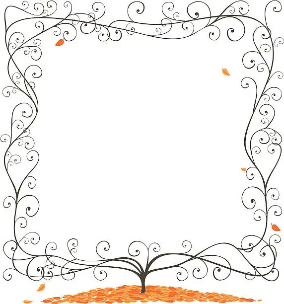 Vector illustration of Square Autumnal Tree Frame