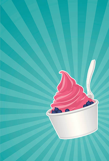 frozen yogurt burst background featuring a pink frozen yogurt frozen yoghurt stock illustrations