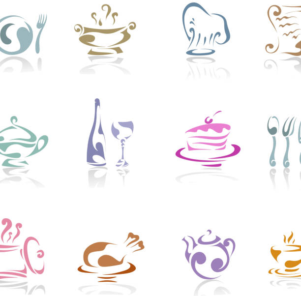 ilustrações, clipart, desenhos animados e ícones de logotipo do restaurante - pancake illustration and painting food vector