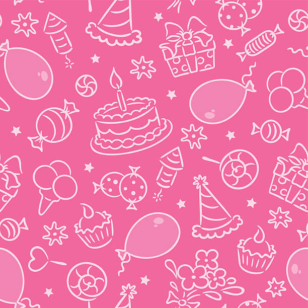 ilustrações, clipart, desenhos animados e ícones de aniversário padrão - nobody birthday party sweet food