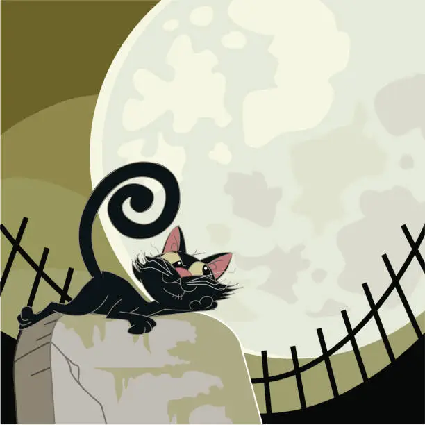 Vector illustration of tombstone cat