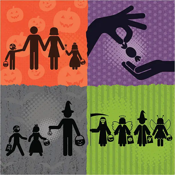 Vector illustration of Halloween Trick or Treat Icons
