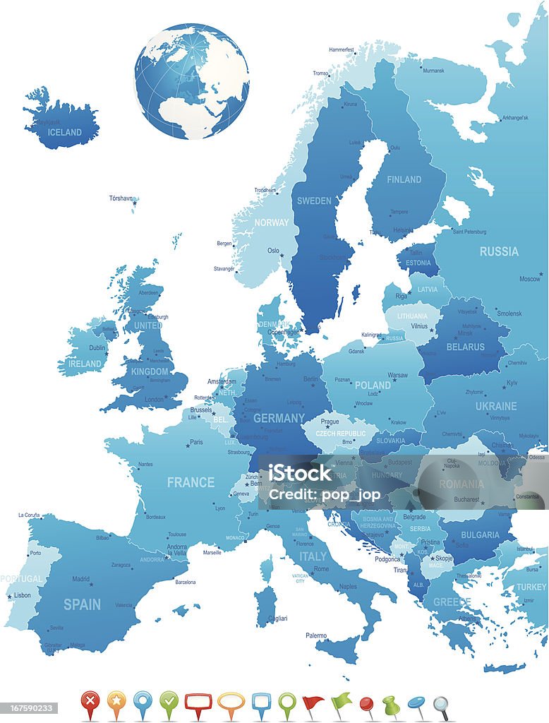 Europa-altamente mapa detalhado - Vetor de Mapa royalty-free