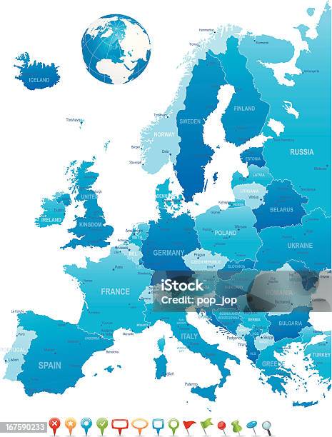 Vetores de Europaaltamente Mapa Detalhado e mais imagens de Mapa - Mapa, Alemanha, Comunidade Europeia