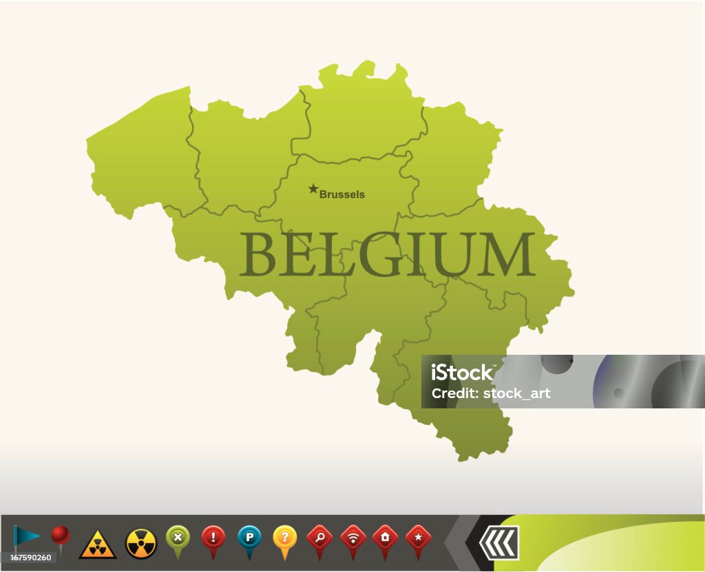 Bélgica mapa com ícones de navegação - Vetor de Alemanha royalty-free