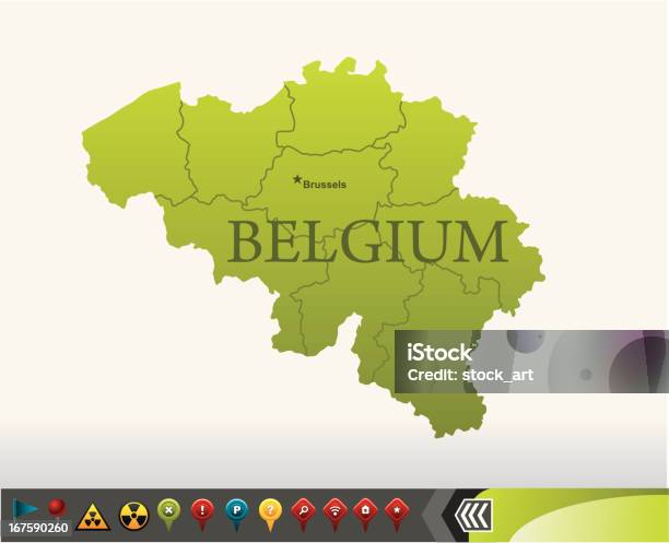 Vetores de Bélgica Mapa Com Ícones De Navegação e mais imagens de Alemanha - Alemanha, Bebida gelada, Bruges