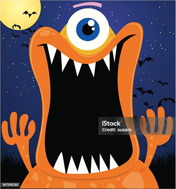 Gruseligen Monster Stock Vektor Art und mehr Bilder von Monster - Fiktionale Figur - Monster - Fiktionale Figur, Halloween, Comic - Kunstwerk