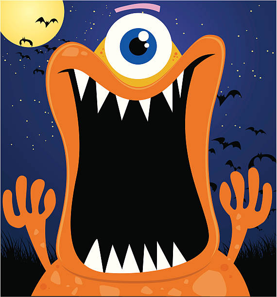 страшно монстр - bat halloween human eye horror stock illustrations