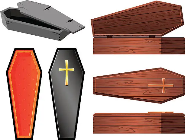 Vector illustration of Vintage Coffin Set