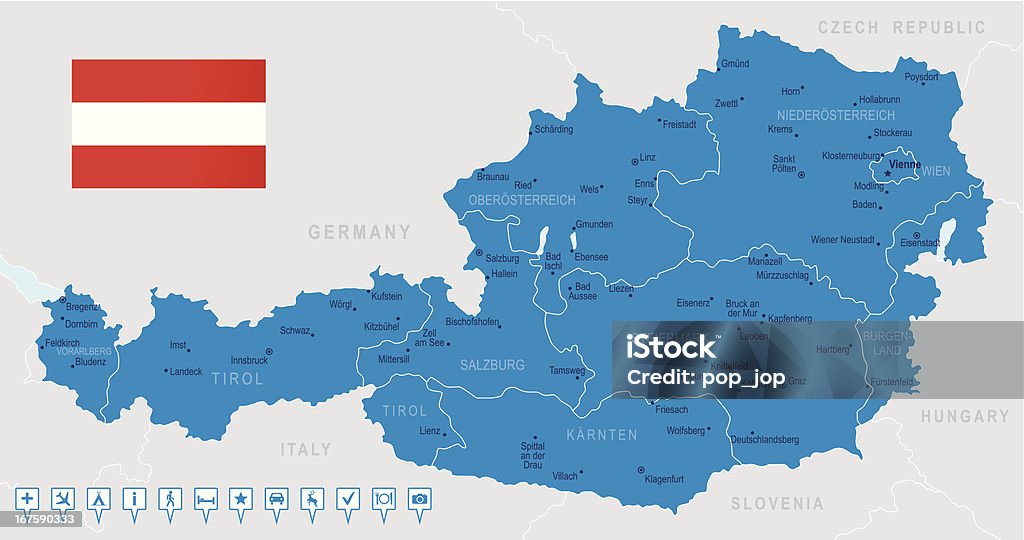 Áustria-altamente mapa detalhado - Vetor de Linz royalty-free