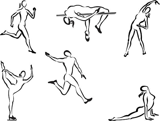 로고 스포츠 - silhouette people dancing the human body stock illustrations