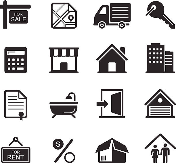 значки объектов недвижимости - real estate credit card sign map stock illustrations