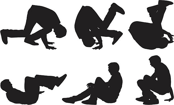 Casual male doing a somersault Casual male doing a somersault headstand stock illustrations