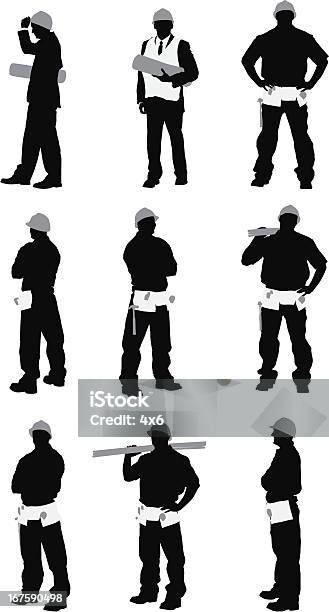 Architect And Construction Worker Stock Illustration - Download Image Now - Construction Worker, Cut Out, People