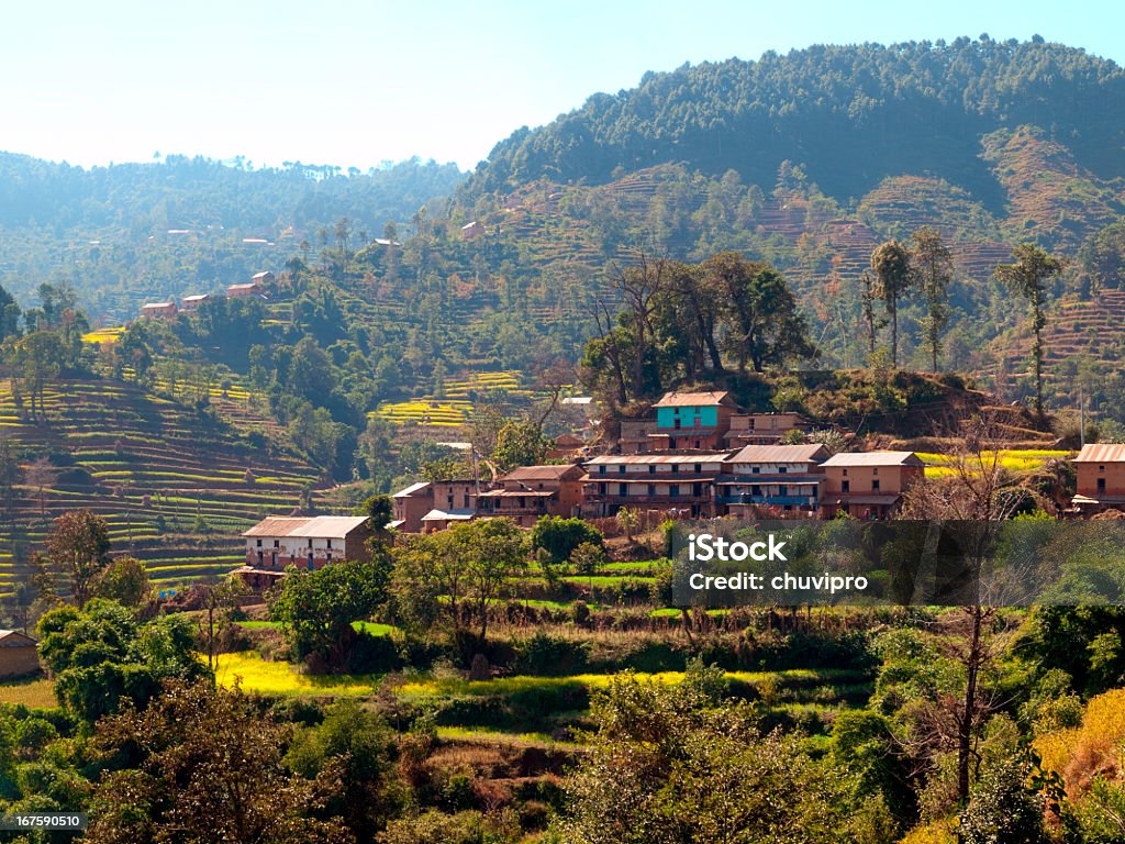 Nepalese houses near Nagarkot The traditional Nepali landscape near Nagarkot. Nagarkot Stock Photo