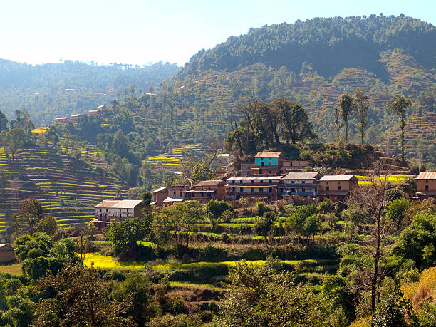 Nepalese houses near Nagarkot The traditional Nepali landscape near Nagarkot. nagarkot photos stock pictures, royalty-free photos & images