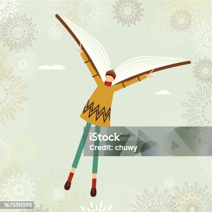istock School boy flying with a book 167590590