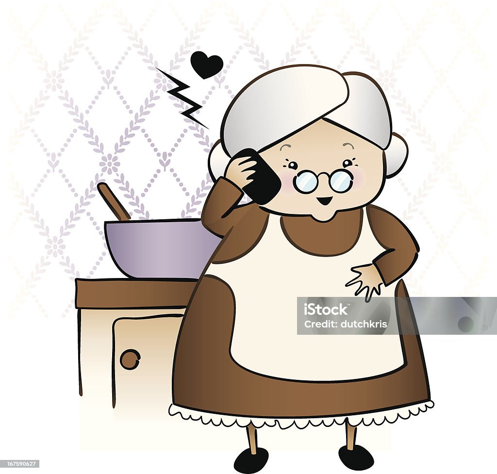 Granny sur le téléphone - clipart vectoriel de Femmes seniors libre de droits