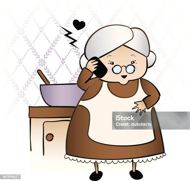 Granny Sur Le Téléphone Vecteurs libres de droits et plus d'images vectorielles de Femmes seniors - Femmes seniors, Cuisiner, Grand-mère