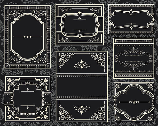 ilustrações de stock, clip art, desenhos animados e ícones de enfeitado vintage frames - pattern backgrounds classical style baroque style