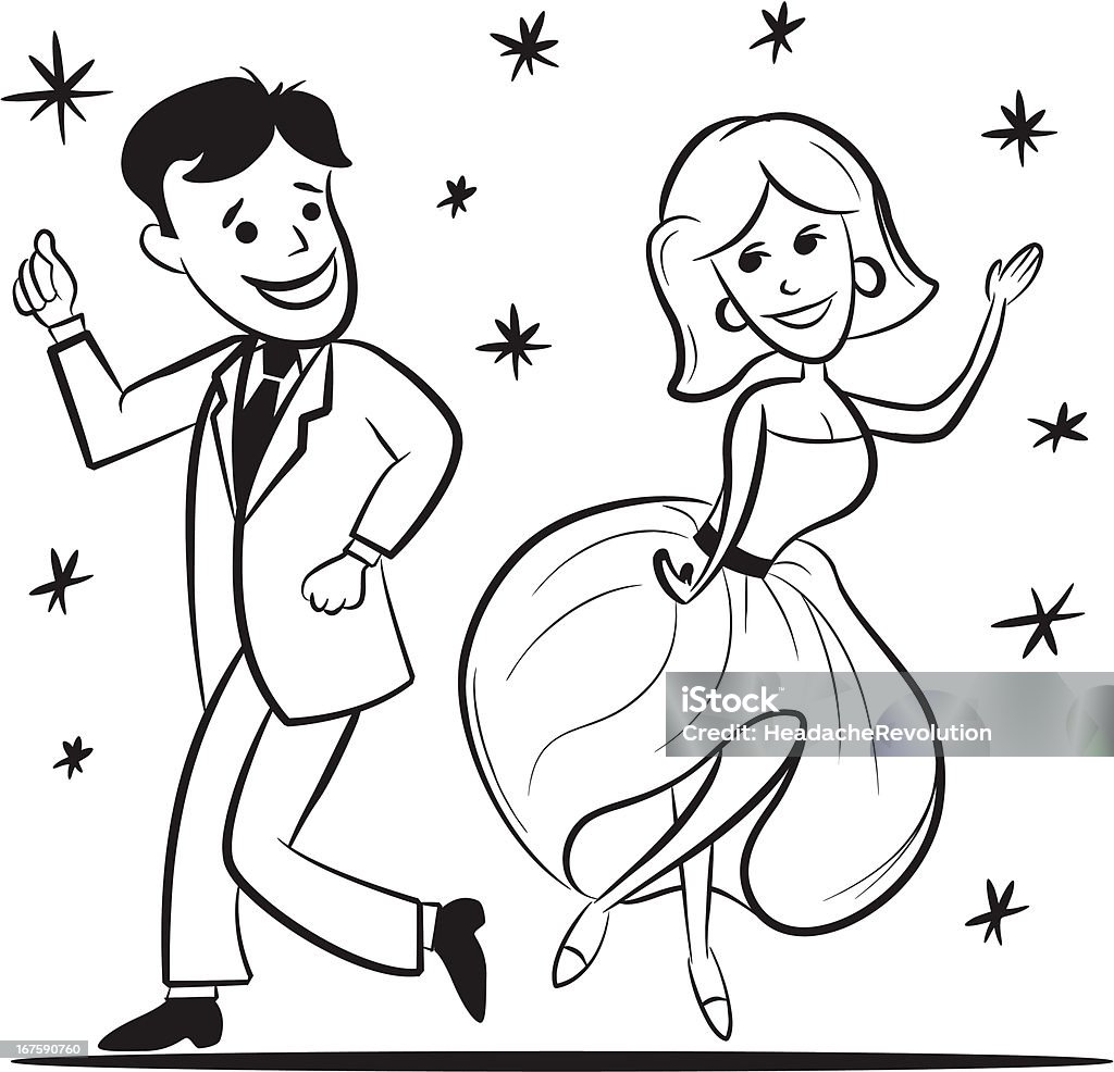 Couple de Danse rétro Cartoon - clipart vectoriel de 1950-1959 libre de droits