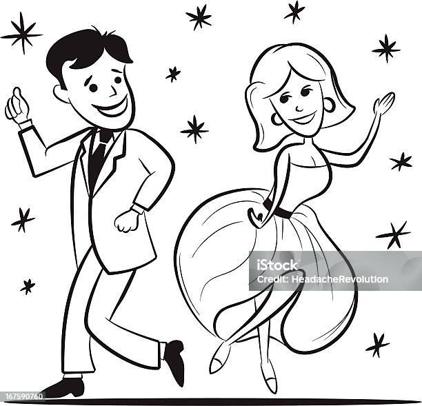 Couple De Danse Rétro Cartoon Vecteurs libres de droits et plus d'images vectorielles de 1950-1959 - 1950-1959, Personnalité atypique, 1960-1969