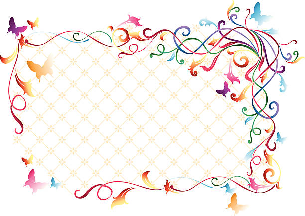 illustrations, cliparts, dessins animés et icônes de cadre décoratif - flower flourishes paint backgrounds