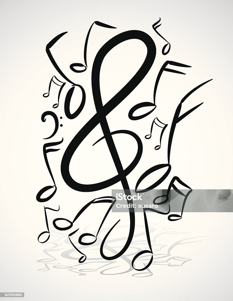 Ilustração à mão livre das notas de música - Royalty-free Nota Musical arte vetorial