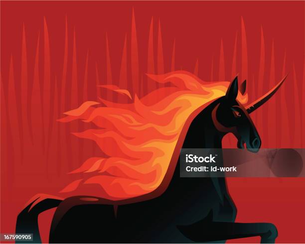 Ilustración de Flaming Unicornio y más Vectores Libres de Derechos de Llama - Fuego - Llama - Fuego, Animal, Arte cultura y espectáculos