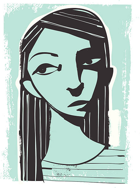 Strange girl vector art illustration