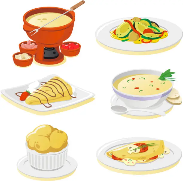 Vector illustration of French dishes