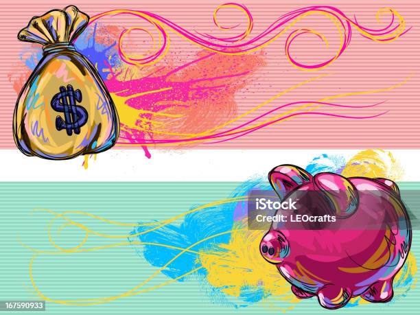 Moneyfinancial Banners Stock Illustration - Download Image Now - Backgrounds, Currency, Money Bag