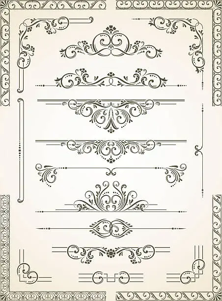 Vector illustration of Scroll with intricate ethnic designs and border on it