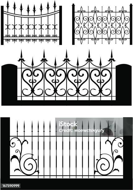 Железный Забор — стоковая векторная графика и другие изображения на тему Без людей - Без людей, Безопасность, Векторная графика