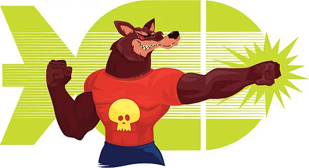 Vector illustration of wolf punching