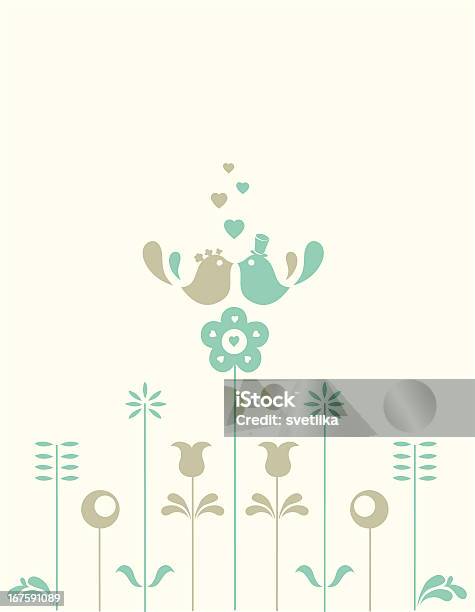 Wedding Love Birds On The Flowers Stock Illustration - Download Image Now - Bird, Cartoon, Celebration