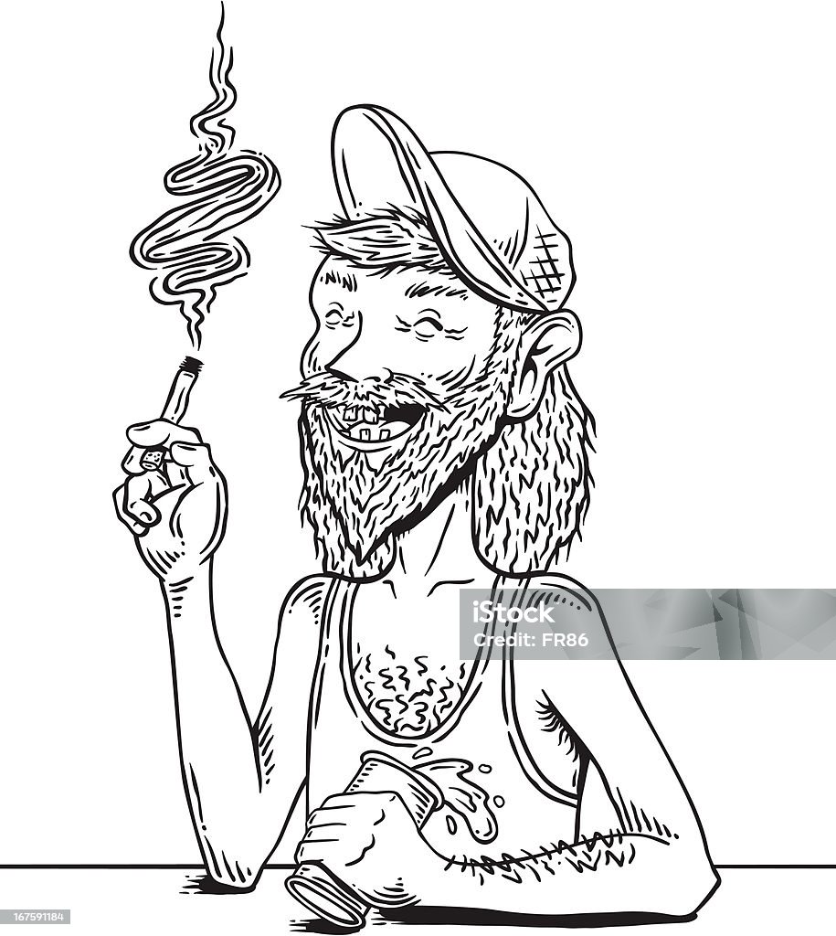 Redneck Joe (Outline) Redneck Joe is living it up that ol' southern style. Drinking, smoking, you name it. Alcohol Abuse stock vector