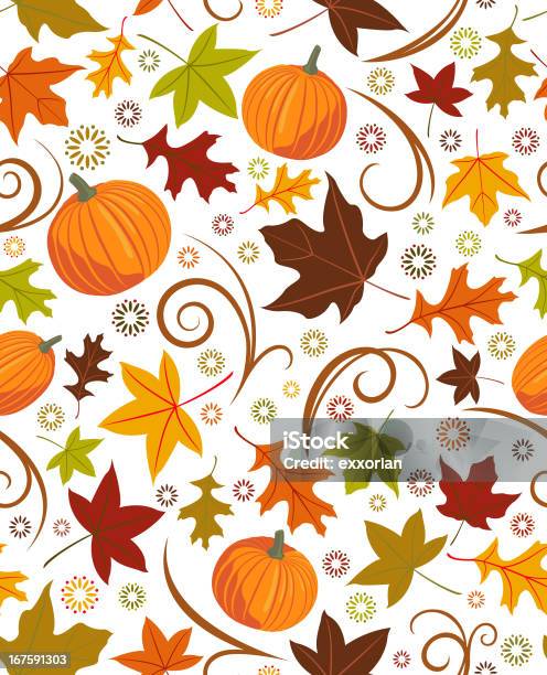 Seamless Autumn Pattern Stock Illustration - Download Image Now - Pumpkin, Backgrounds, Autumn