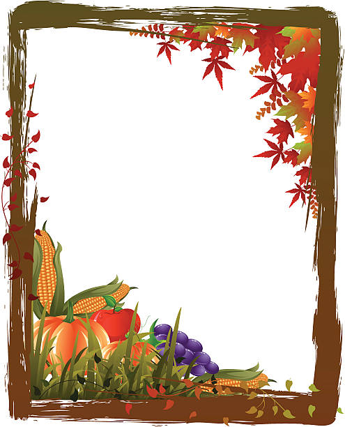 illustrazioni stock, clip art, cartoni animati e icone di tendenza di del ringraziamento telaio - thanksgiving plum autumn apple
