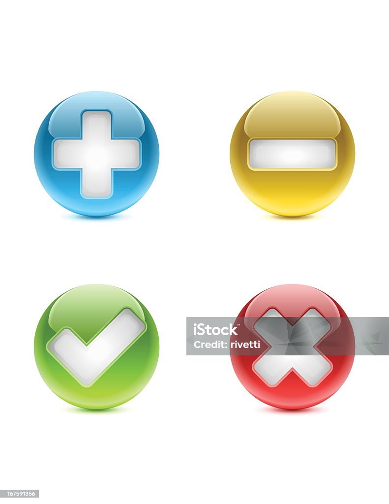 Web Buttons/hinzufügen, Substract, Genehmigung abgelehnt - Lizenzfrei Plus-Zeichen Vektorgrafik