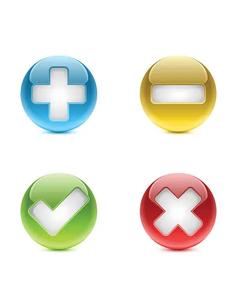 Vector illustration of Web Buttons | Add, Substract, Approved, Denied