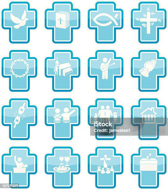 Christian Icons Stock Illustration - Download Image Now - Baptism, Bible, Blue