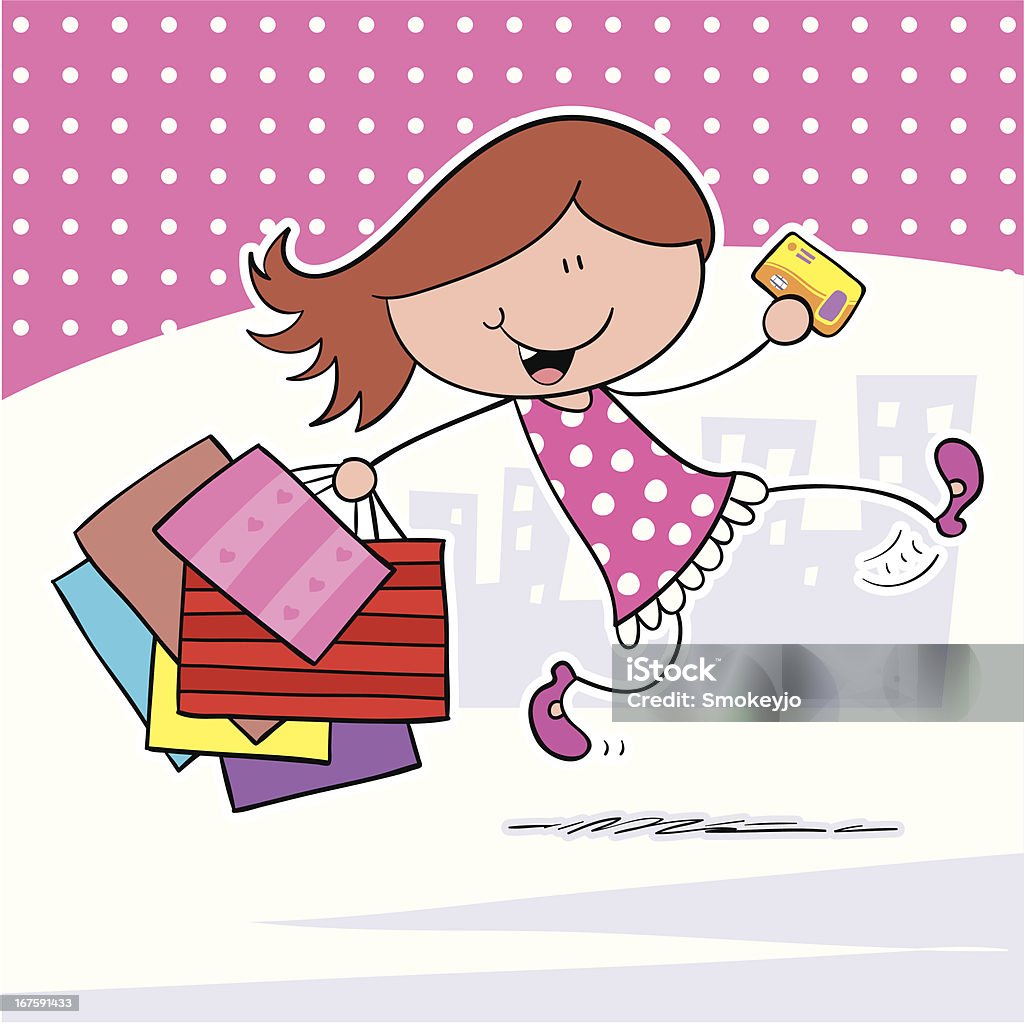 Fille Shopping - clipart vectoriel de 14-15 ans libre de droits