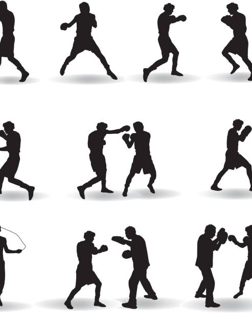Boxing Silhouette Boxing Silhouette Illustration boxing stock illustrations