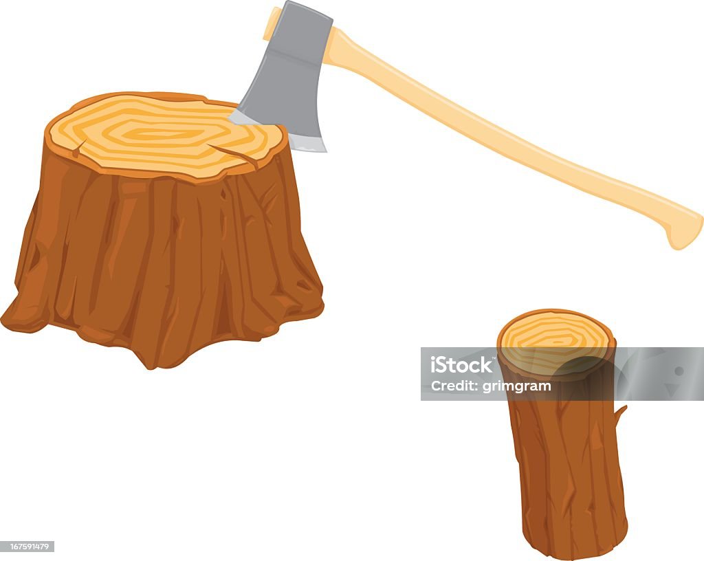 Cortar madeira com Machado - Royalty-free Cortar - Preparar Alimentos arte vetorial