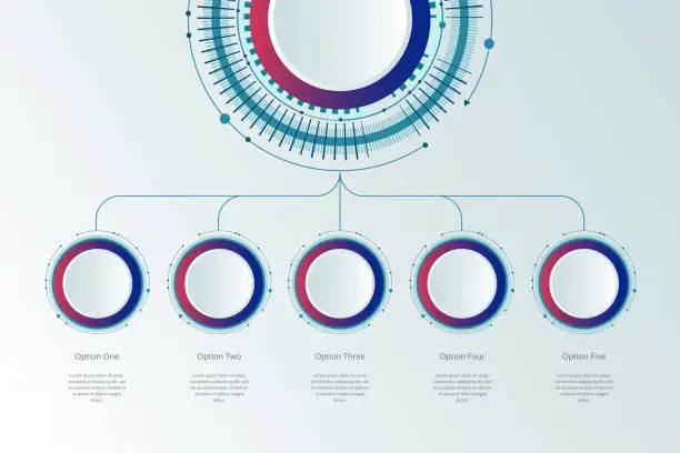 Vector illustration of 5 Step Circle infographics elements design.