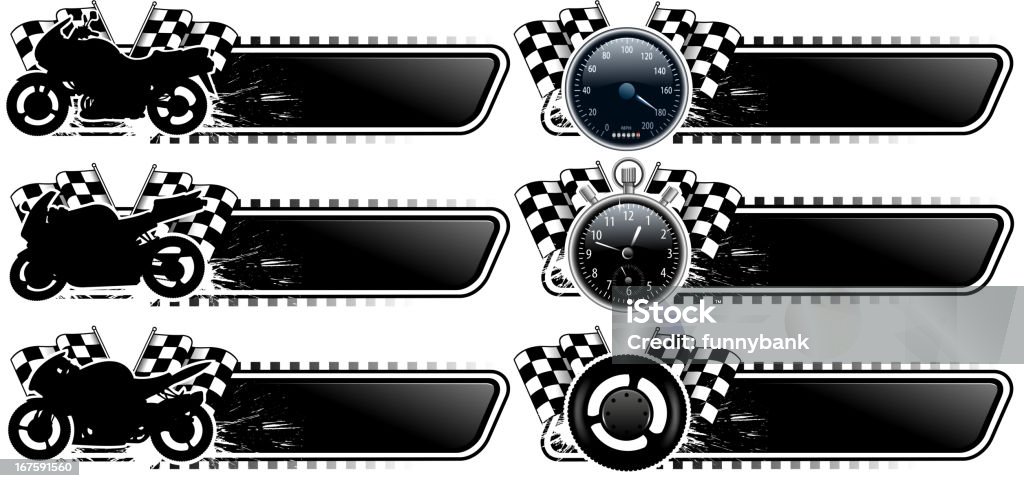 Пустой баннер набор мотоцикл - Векторная графика Шахматный флаг роялти-фри